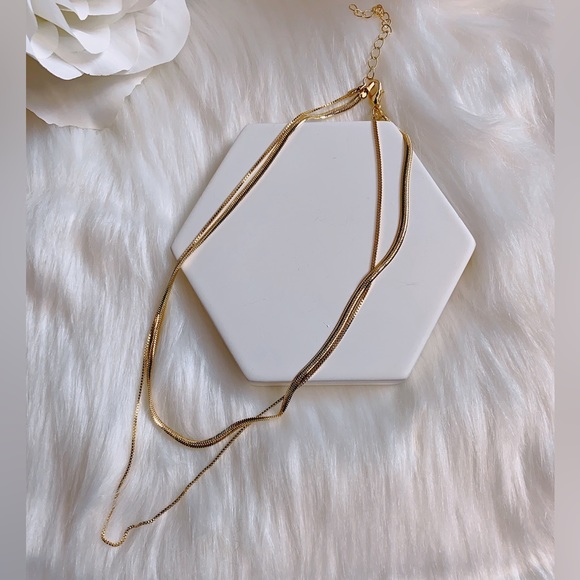 18K gold plated double layer necklace - Picture 2 of 4